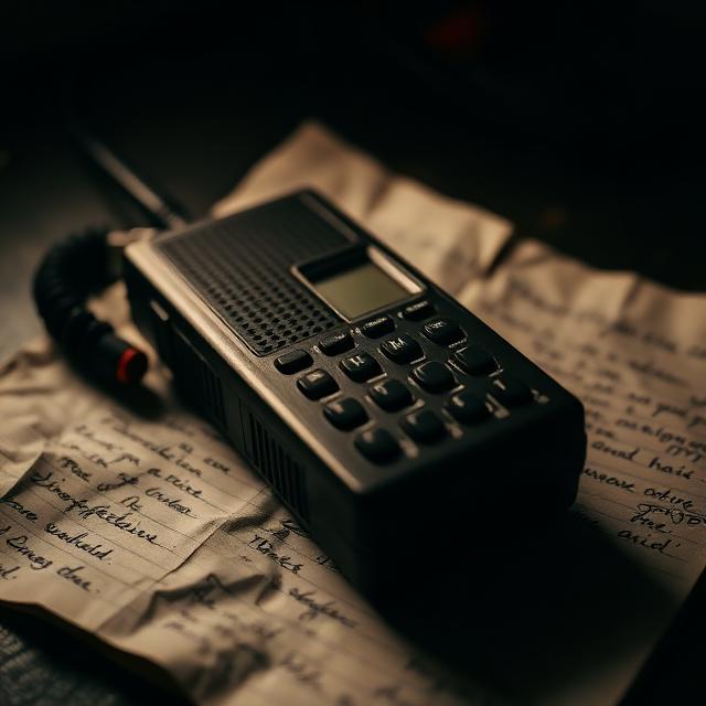 Production radio resting on a crumpled run sheet